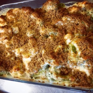 cauliflower & broccoli cheese bake made for pre-schoolers to eat