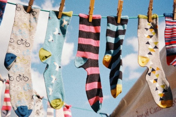 socks on a washing line